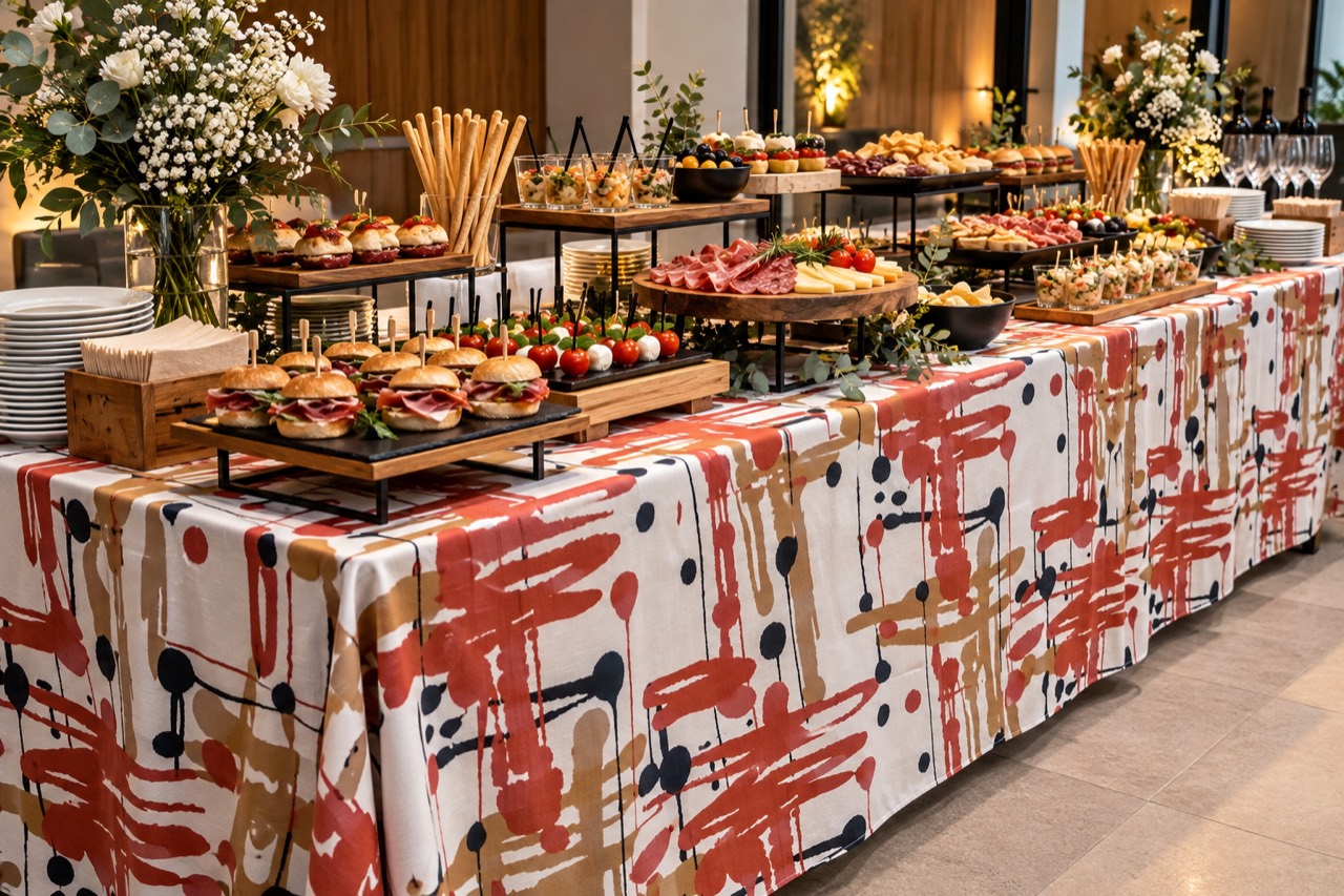 Buffet con variedad de bocados listo para compartir